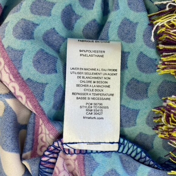 Trina Turk Emilia Dress Colorful Fringe Trim Beach - Picture 11 of 14